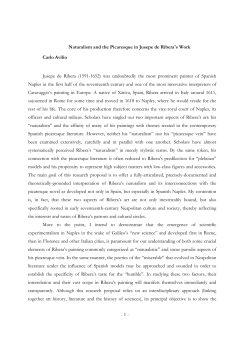 Naturalism and the Picaresque in Jusepe de Ribera`s Work Carlo