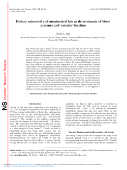 Dietary saturated and unsaturated fats as determinants
