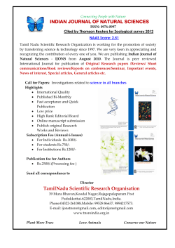 INDIAN JOURNAL OF NATURAL SCIENCES TamilNadu Scientific
