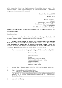 (This Convocation Notice is an English summary of the original