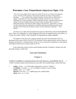 Petronius: Cena Trimalchionis (Satyricon Chpts. 2-3)