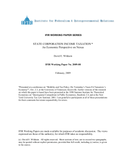 STATE CORPORATION INCOME TAXATION* An Economic