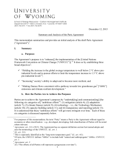 1 December 12, 2015 Summary and Analysis of the Paris