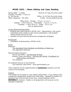 MCOM 3233 &ndash; News Editing and Copy Reading