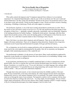 The Seven Deadly Sins of Hypnotists