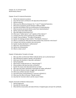 Chapter 19, 21-23 Study Guide World History Honors Chapter