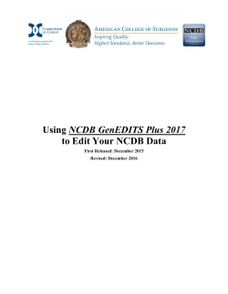 NCDB GenEDITS Plus Software for the NCDB Call for Data