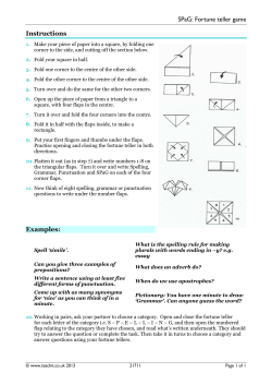 SPaG: Fortune teller game Instructions Examples