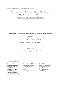 moral self-ambivalence - Aston Publications Explorer