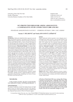 SUN PROTECTION BEHAVIOR AMONG ADOLESCENTS &ndash; A
