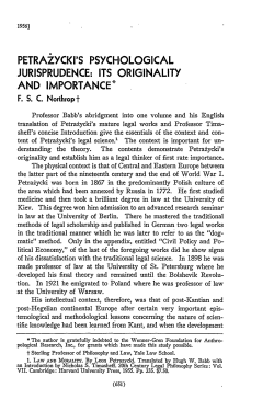 petrazycki`s psychological jurisprudence: its originality and importance