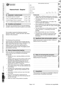 Haemorrhoid - Stapled Procedural Consent and Patient Information
