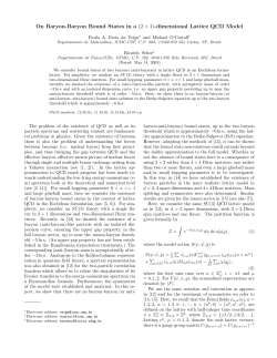 On Baryon-Baryon Bound States in a (2 + 1) - ICMC
