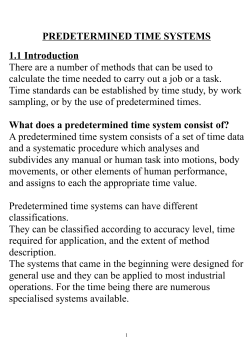 1 predetermined time systems - KSU Faculty Member websites