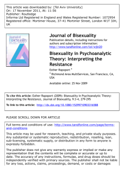 Bisexuality in Psychoanalytic Theory: Interpreting the Resistance
