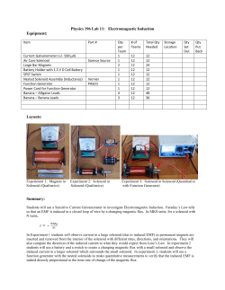 Physics 196 Lab 11: Electromagnetic Induction Equipment: Layouts