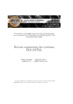 Reverse engineering des syst`emes ELF/INTEL