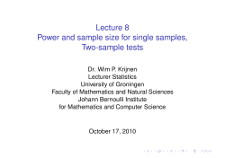 Lecture 8 Power and sample size for single samples, Two