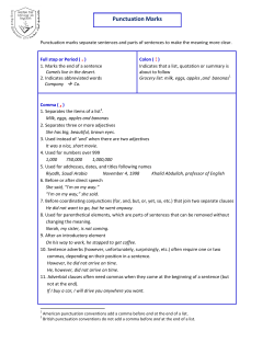 Punctuation Marks - the Centre for Writing in English
