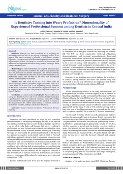 Is Dentistry Turning into Weary Profession? Dimensionality of