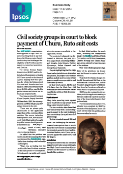 payment of Uhuru, Ruto suit costs