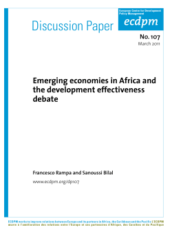 Emerging economies in Africa and the development effectiveness