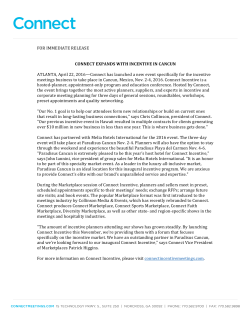 Connect Expands With Incentive in Cancun