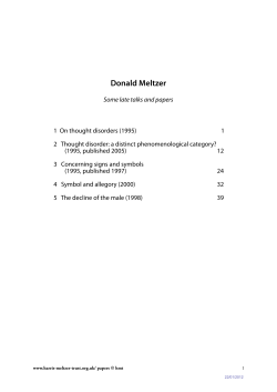 Donald Meltzer - The Harris Meltzer Trust