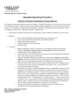 SOP - Delivery of Inhalant Anesthesia