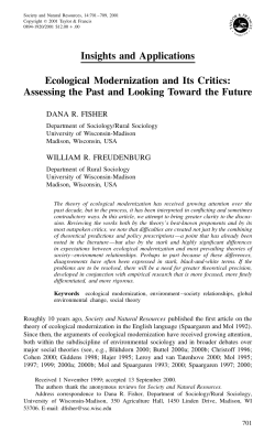 Ecological Modernization and Its Critics: Assessing the Past and