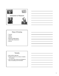 Introduction to Research Ways of Knowing Tenacity