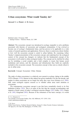 Urban ecosystems: What would Tansley do? | SpringerLink