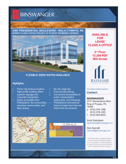AVAILABLE FOR LEASE CLASS A OFFICE 3rd Floor 12,204 RSF