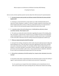 What to expect at an Admissions and Release Committee (ARC