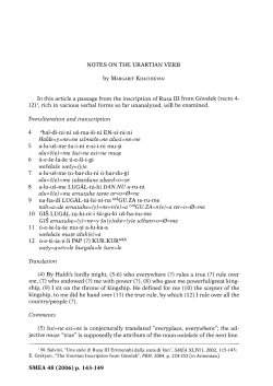 NOTES ON THE URARTIAN VERB In this article a passage