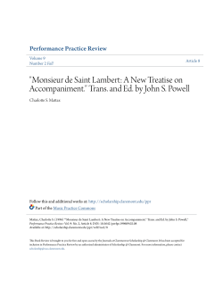 "Monsieur de Saint Lambert: A New Treatise on Accompaniment