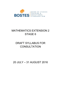 Mathematics Extension 2 Stage 6 Draft Syllabus 2016
