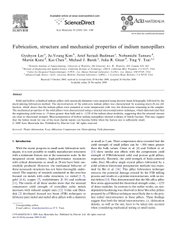 Fabrication, structure and mechanical properties of indium nanopillars