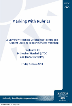 Marking With Rubrics - Victoria University of Wellington