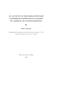 Account of the Book entituled Commercium