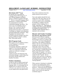 HILLCREST LANGUAGE SCHOOL NEWSLETTER