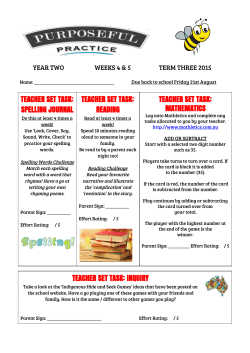 TEACHER SET TASK: SPELLING JOURNAL TEACHER SET TASK