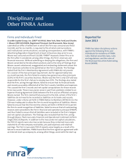 Disciplinary and Other FINRA Actions Reported for June 2013