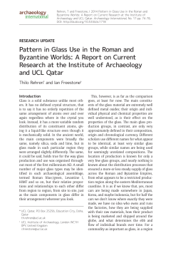 Pattern in Glass Use in the Roman and Byzantine Worlds: A Report