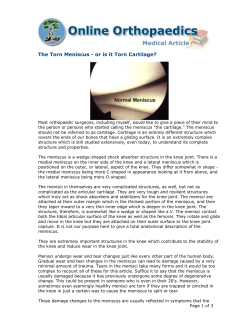 The Torn Meniscus - or is it Torn Cartilage?