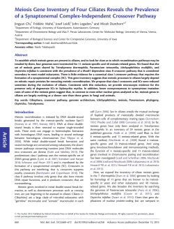 Article Meiosis Gene Inventory of Four Ciliates Reveals the