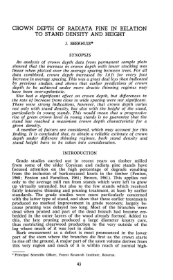 crown depth of radiata pine in relation to stand density and height
