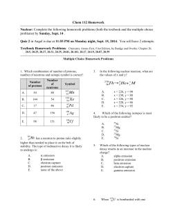 FA14 Nuclear - Chemistry Courses