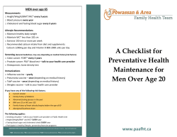A Checklist for Preventative Health Maintenance for Men Over Age 20