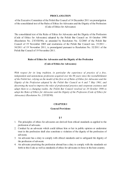 PROCLAMATION of the Executive Committee of the Polish Bar